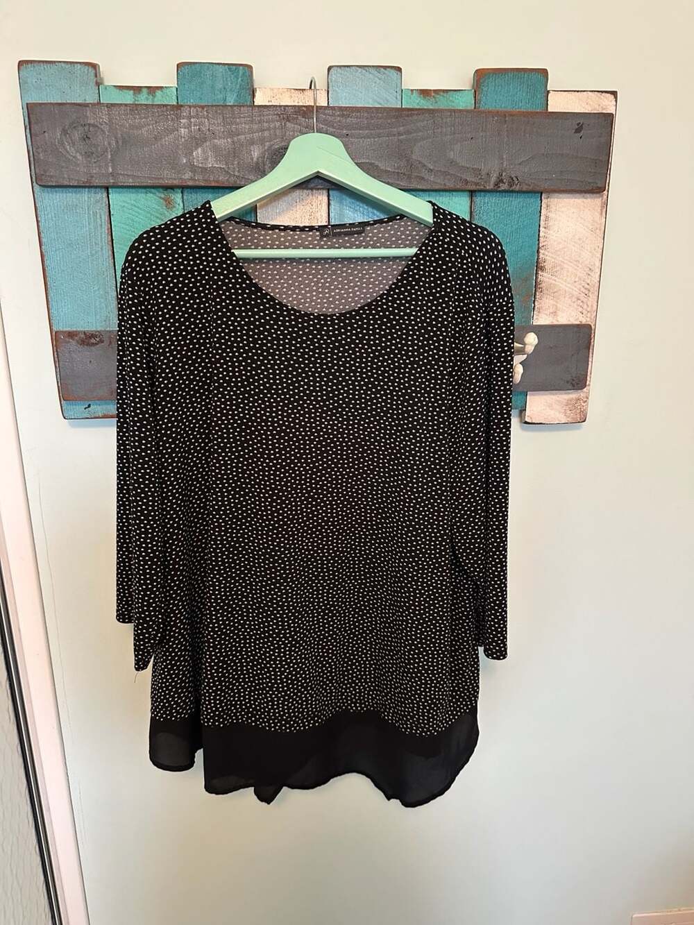 Adrianna Papell Polka Dot Blouse Black White
